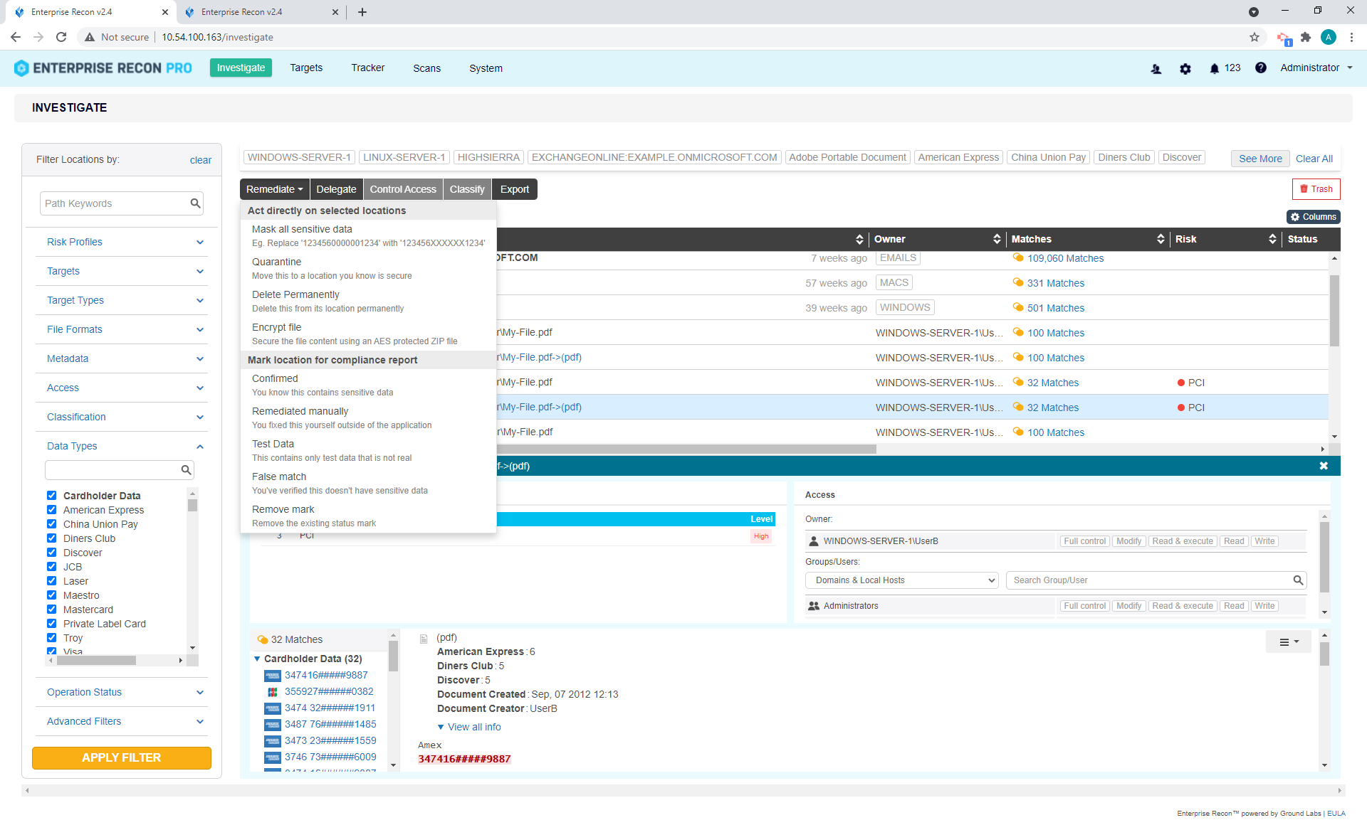 screenshot of Enterprise Recon
